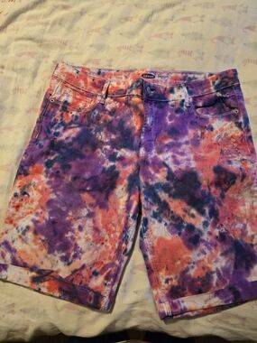 Old Navy Women's Tie-Dye Bermuda Shorts - Purple, Orange, Black